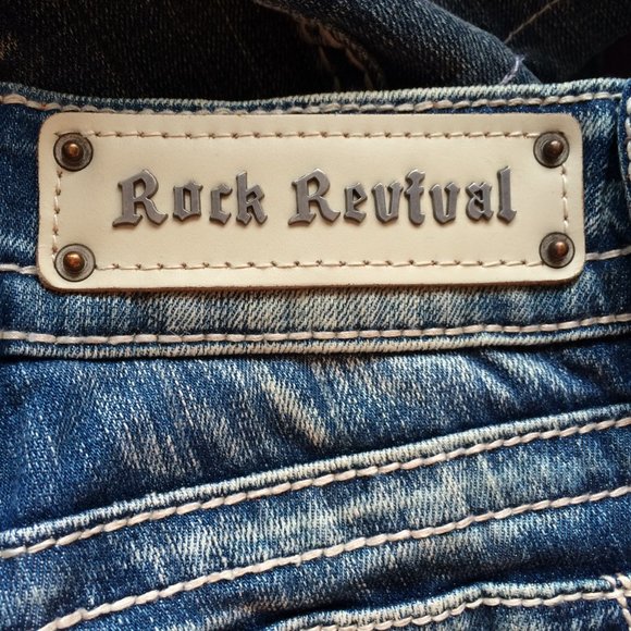 Rock Revival Womens Celine Capri Jeans Sz 28 Factory Distressed Flap Pockets - Picture 5 of 9